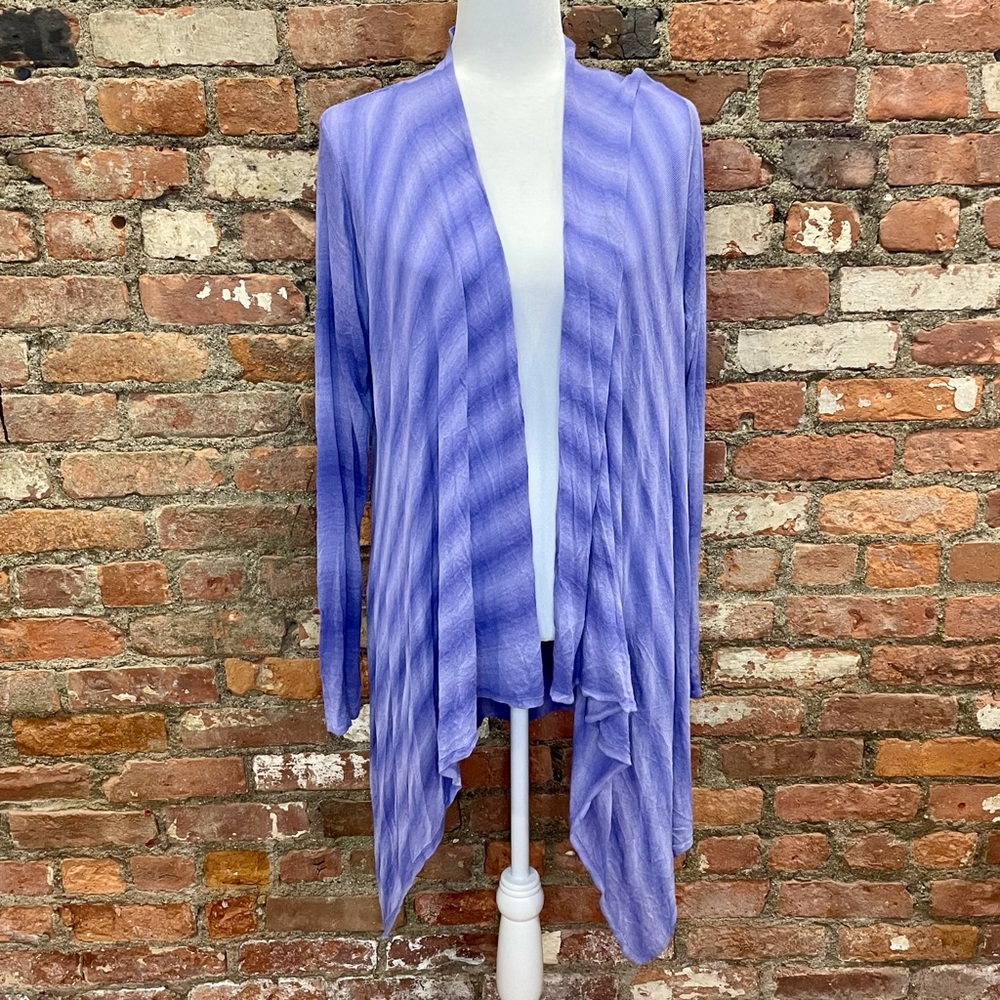 NWT Iris Singer Duster Blue Periwinkle Stripe Sz L